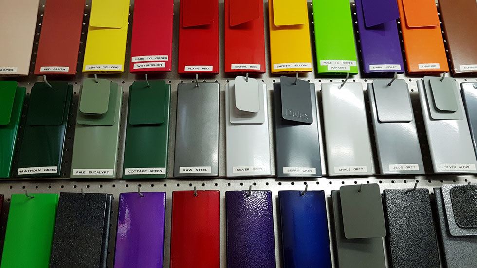 Powder coat colour samples