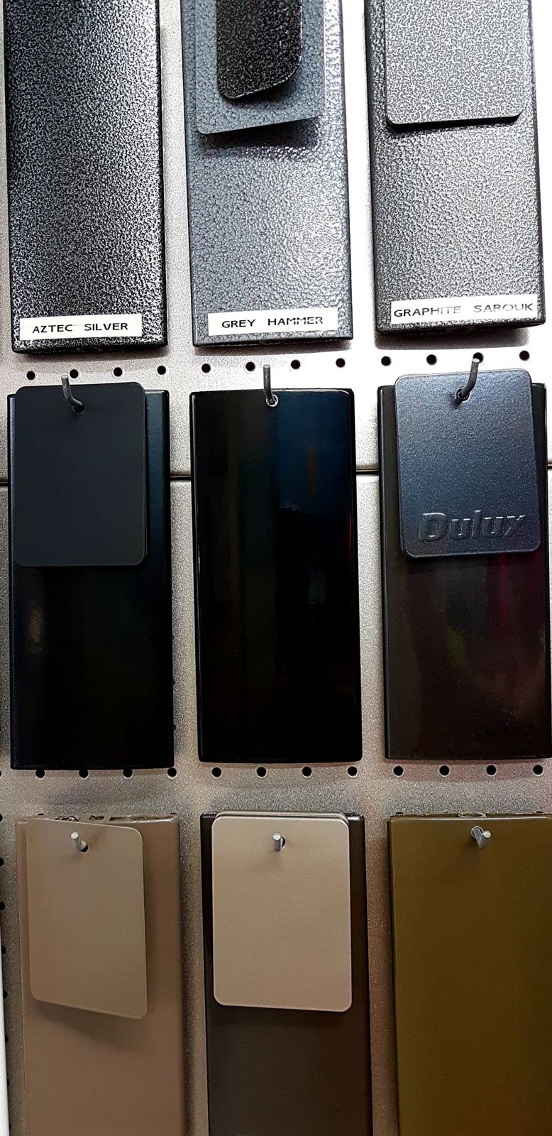 Powder coat colour swatches