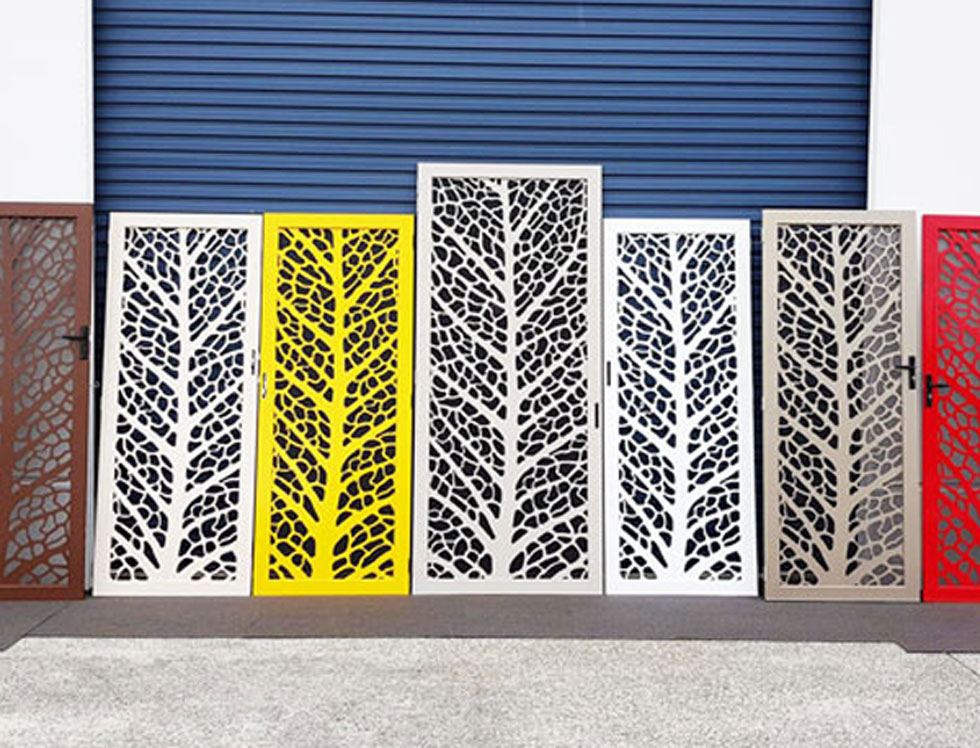 Laser cut security doors in a range of colours